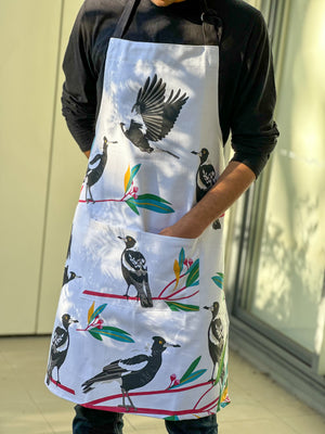 100% cotton apron with front pockets for baking, cooking or BBQ