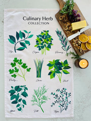 Culinary Herbs Cotton Tea Towel