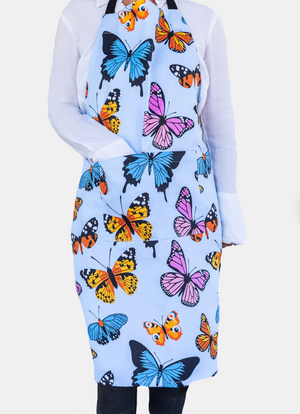 Cute butterfly print colourful apron with pockets