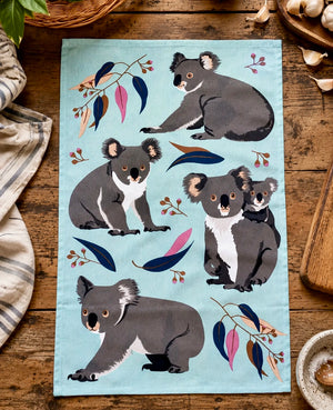 Koala print tea towel - best cotton dish towels Australia