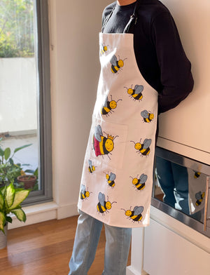 Honey Bee Print Accessories - aprons, tea towels, tote bags and oven mitts