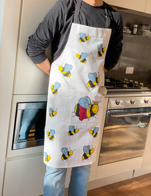Full length aprons with adjustable height and front pockets for convenience
