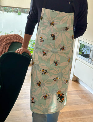 Unisex Cotton Aprons with bee print - Flower Bees Apron