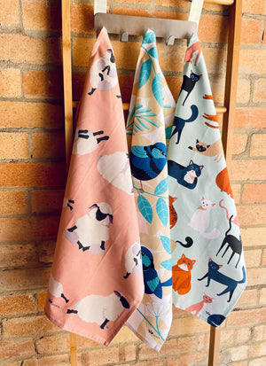 Large Cotton Tea Towels Australia - Bird and Animal Prints