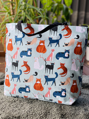 Colourful Cats Large Tote Bag - Reusable Bags