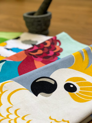 Australian birds, animals and flowers - cotton tea towels