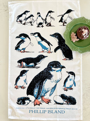 Phillip Island Penguin Print Tea Towel