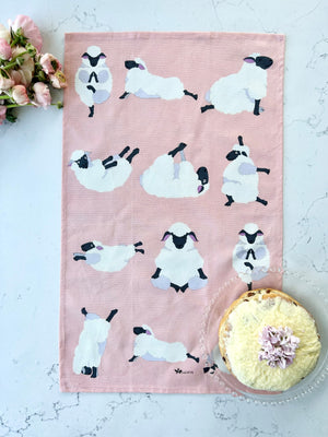 Yoga Sheep Tea Towel - Farm house style decor and accessories