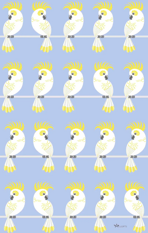 Cockatoo Print Cotton Tea Towels - Bird themed accessories