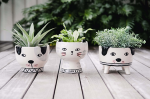 Cute ceramic planter medium - gifts for cat lovers