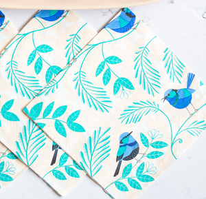 Paper Napkins - Blue Fairy Wrens