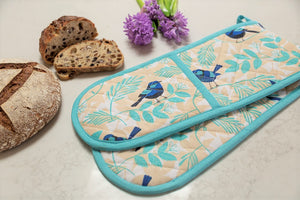 Blue Wrens Double Oven Glove