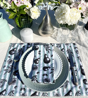 Fig and Pear Cotton Placemats and Cloth Napkins