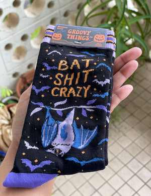 Bat shit crazy socks - Cute goth themed accessories Australia
