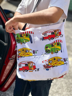 Retro Caravans - Unisex Tote Bags with small and big handles