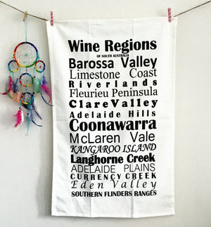 South Australia Wine Regions - Quirky Kitchen Tea Towels for wine lovers