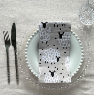 Cute country house themed animal print homeware - cotton napkins