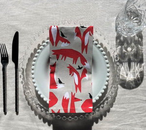 Red Foxes Wildlife Themed Homewares - Cotton napkins set
