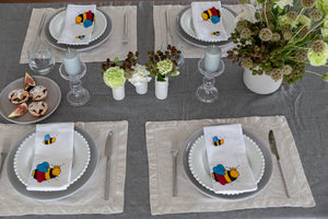 Table setting ideas for a small intimate lunch - queen bee cloth napkins