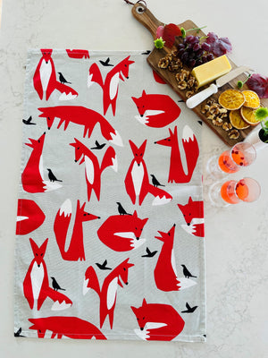 Red Foxes Tea Towel - For Fox Sake
