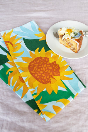 Bright Floral Tea Towels Australia - Sunflower print dish towels