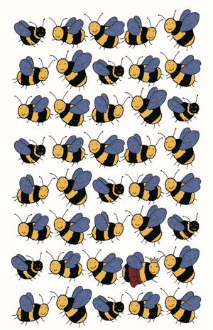 Bees print tea towel - Queen bee