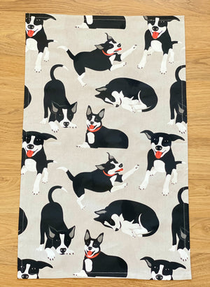 Cute Farm Dogs Print Tea Towel