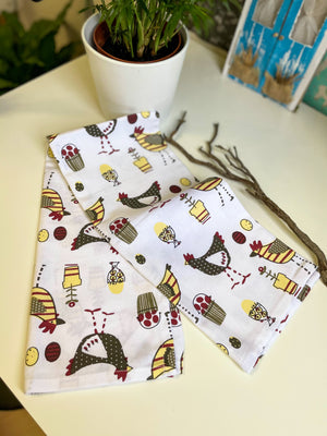 Chicken print cotton tea towels Australia