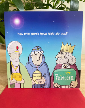 Funny three wise men themed Xmas card