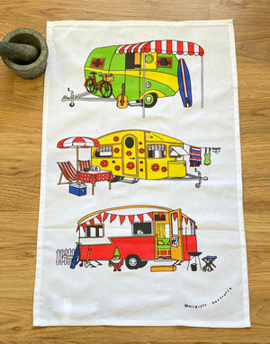 Colourful Tea Towels - Retro Caravans 
